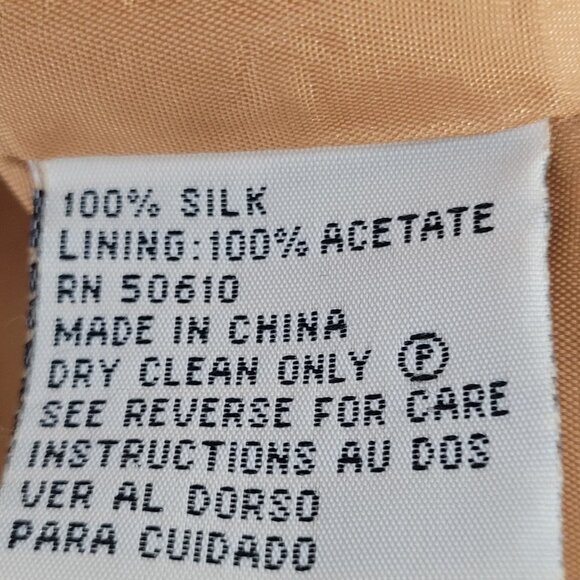 VTG Kasper & Company Yellow 100% Silk Buttoned Lined Notch Suit Jacket 12 - Picture 4 of 16